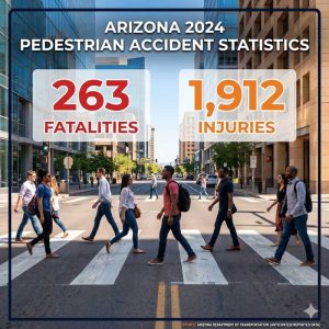 Arizona 2024 pedestrian accident statistics — 263 fatalities, 1,912 injuries