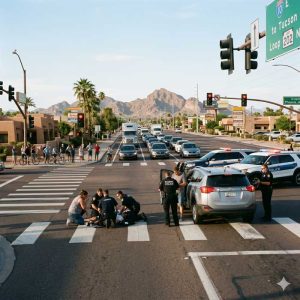 Busy Phoenix intersection crosswalk — pedestrian accident lawyer Leon Law PLLC