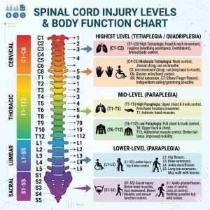 Levels of spinal cord injury and their impact on body function