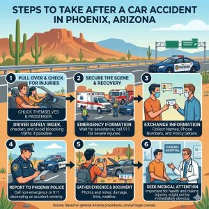 Steps to take after a car accident in Phoenix Arizona. Car Accident Attorneys Phoenix