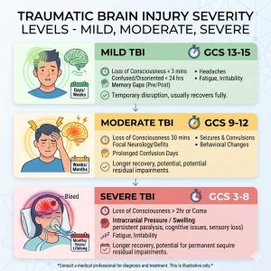 Traumatic brain injury severity levels — mild, moderate, severe — Leon Law PLLC